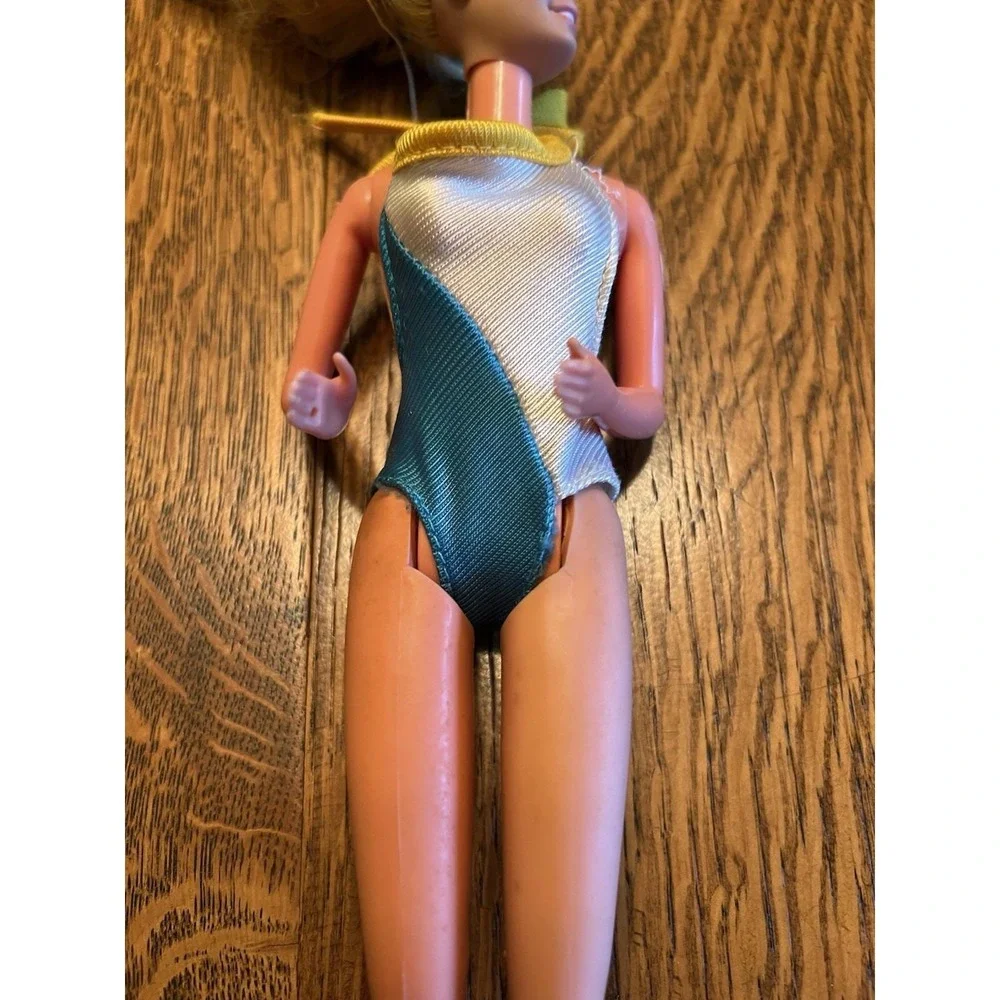 Vintage Barbie Swimsuit 1980 My First Colorblock Teal White Halter One Piece VTG